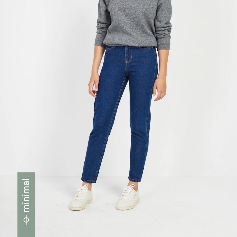 Frank & Oak Stevie High Waist Tapered Blue Jeans